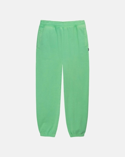 Green Stussy Pigment Dyed Men's Fleece Pants | BDN-532610