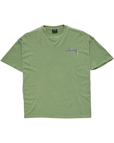 Green Stussy Shadow Stock SS Men's T Shirts | XEA-840219