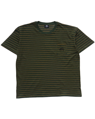 Green Stussy Stock Pocket SS Men's T Shirts | MQP-157893