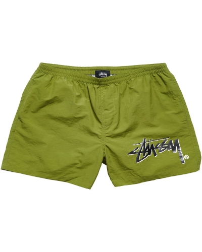 Green Stussy Stock Taslon Big Beach Men's Shorts | IVB-273681