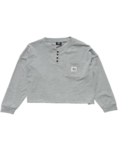 Grey Stussy Jerome Henley Women's Sweatshirts | RTG-364097