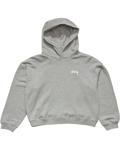 Grey Stussy Player Fleece Hood Women's Sportswear | BDV-734180