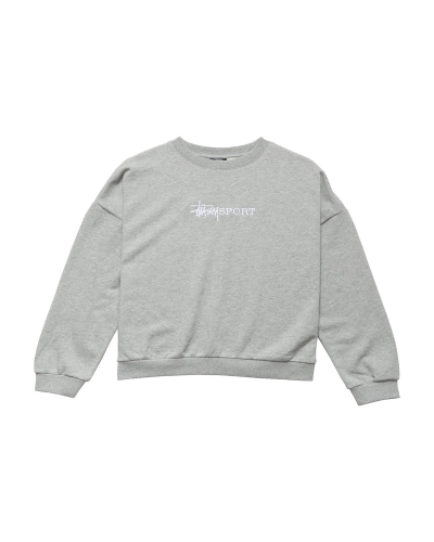 Grey Stussy Sport OS Crew Women's Sportswear | HRU-523480