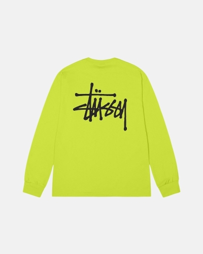 Light Green Stussy Basic Ls Men's T Shirts | ABJ-651028