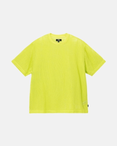 Light Green Stussy Cotton Mesh Ss Crew Men's T Shirts | KGY-641398