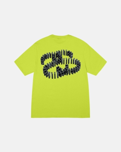 Light Green Stussy Dominoes Men's T Shirts | NXI-820537