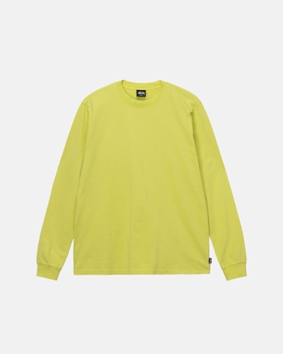 Light Green Stussy Heavyweight Pigment Dyed Ls Crew Men's T Shirts | SBW-548713