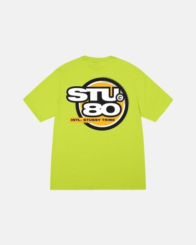 Light Green Stussy Hot 80 Men's T Shirts | SWD-139472