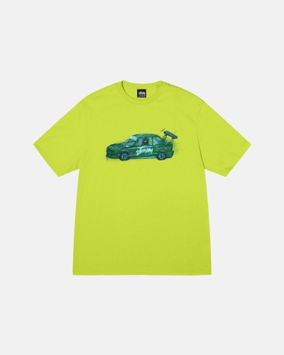 Light Green Stussy Racecar Men's T Shirts | IRX-431820
