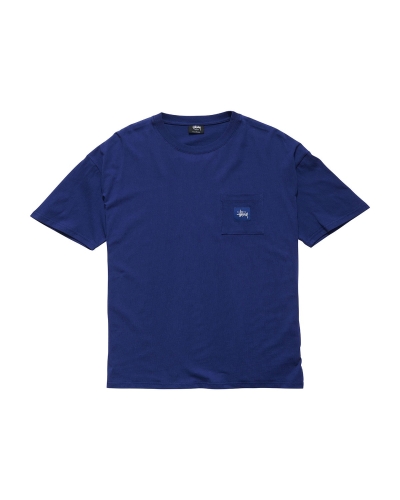 Navy Stussy Graffiti Label SS Men's T Shirts | YCF-416790