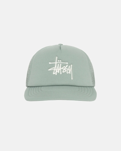 Olive Stussy Big Basic Trucker Men's Caps | AGV-635028