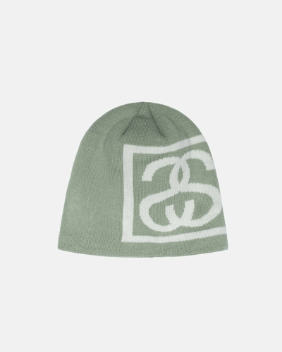 Olive Stussy Ss Link Skull Men's Caps | QWR-318654