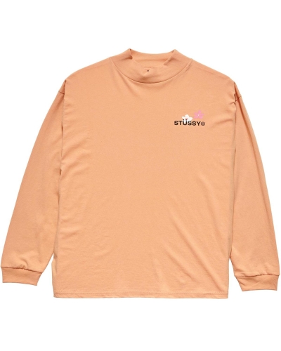 Orange Stussy City Flower Mock Neck LS Women's Sweatshirts | JHT-430928