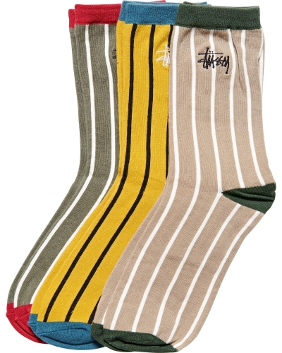 Orange Stussy Graffiti Vert (3 Pack) Men's Socks | SRC-739512