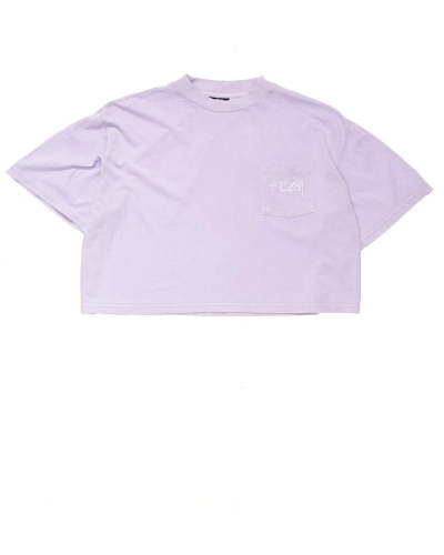 Pink Stussy Designs Pocket Boxy Women's T Shirts | JLT-219583