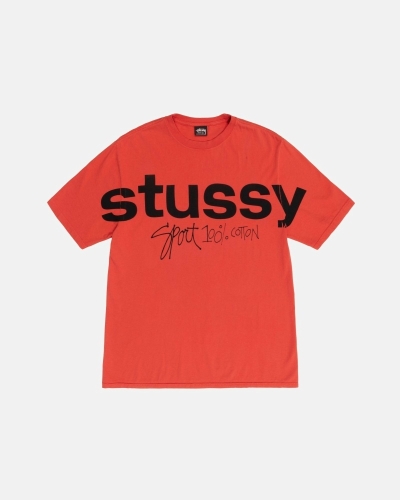 Pink Stussy Sport 100% Pigment Dyed Men's T Shirts | JRS-541682