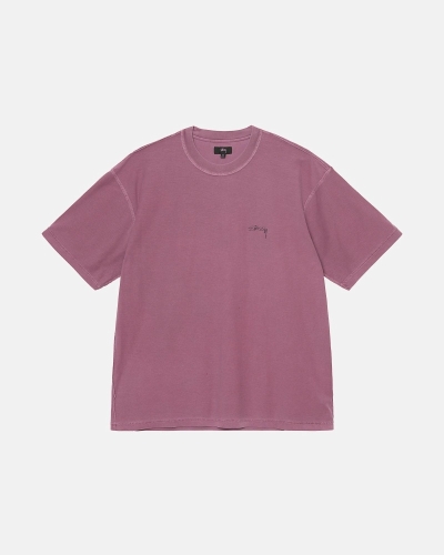 Purple Stussy Lazy Men's T Shirts | AGR-124590