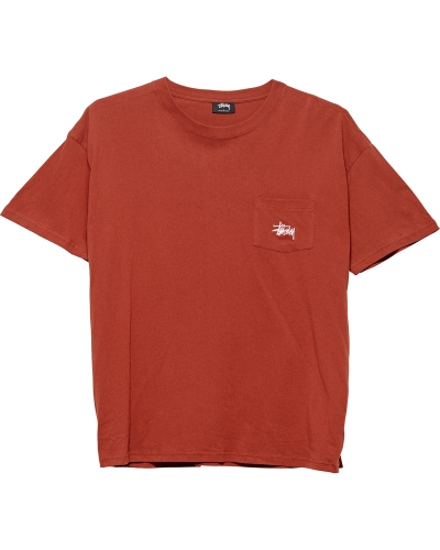 Red Stussy Graffiti Pocket Men's T Shirts | ULG-896132