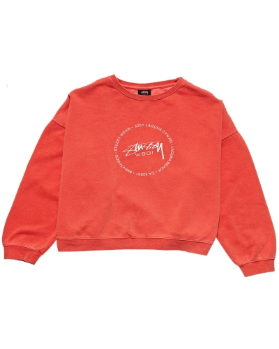 Red Stussy Laguna Overdyed Marle Crew Women's Sweaters | GJQ-863945