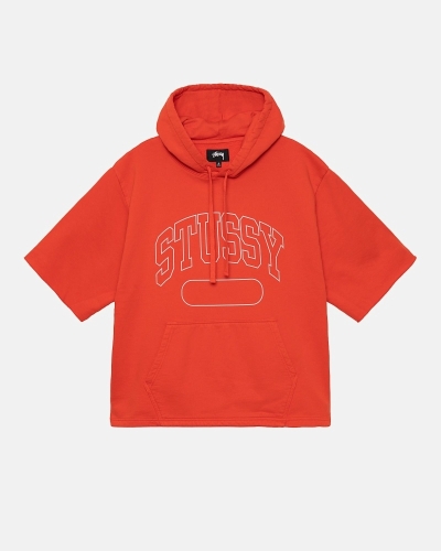 Red Stussy Ss Boxy Cropped Men's Hoodies | MPT-607215
