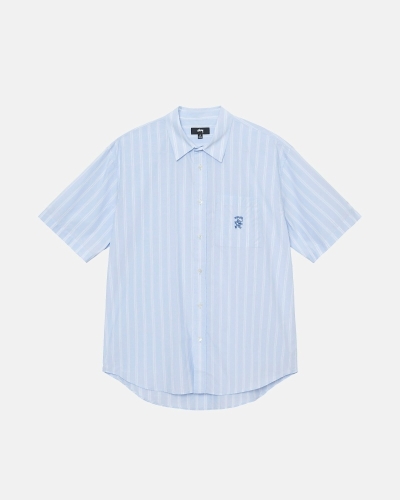 Stripes Stussy Boxy Striped Ss Men's Shirts | DFY-871259