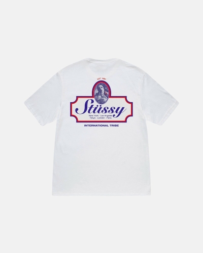 White Stussy Authentic Men's T Shirts | NGH-271364