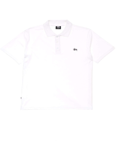 White Stussy Authentic SS Polo Men's Shirts | YJI-265430