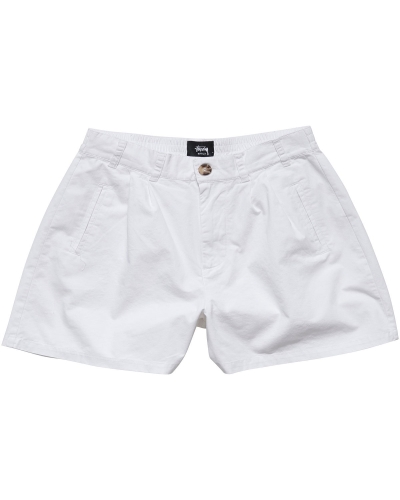 White Stussy Brentwood Pleated Women's Shorts | JBH-851302