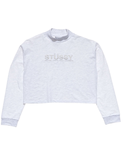 White Stussy Chandler Mock Neck LS Women's Sweatshirts | NIY-148750