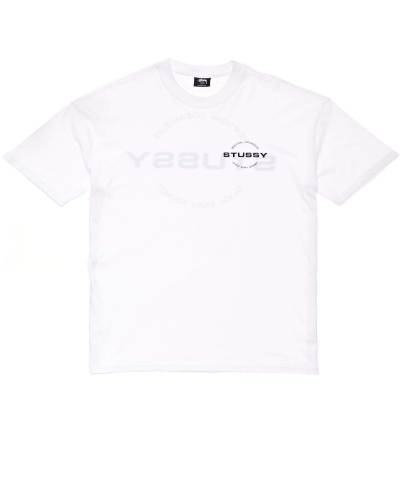 White Stussy City Circle SS Men's T Shirts | MIO-491583