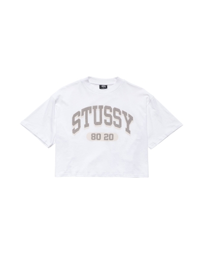 White Stussy College Boxy Women's T Shirts | BAI-694528
