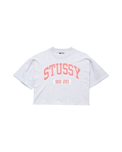 White Stussy College Boxy Women's T Shirts | IEC-391827