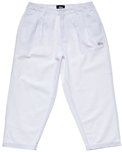 White Stussy Harlan Cropped Pleat Women's Pants | NRA-814527