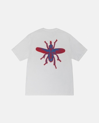 White Stussy Housefly Men's T Shirts | KGN-637598