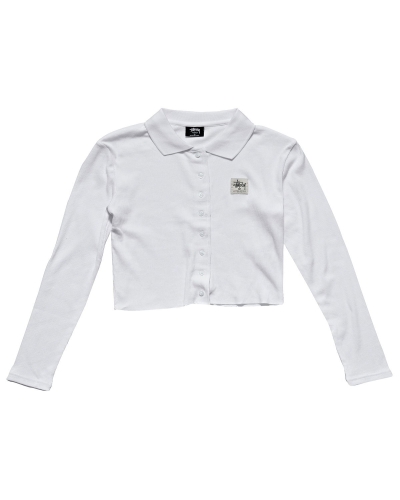 White Stussy Markham Rib LS Shirt Women's Sweatshirts | NLP-216357