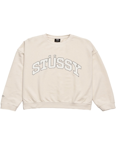 White Stussy Scholarship BF Crew Women's Sweaters | UZC-270843