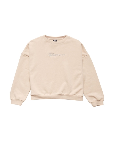 White Stussy Sport OS Crew Women's Sportswear | ASV-087245