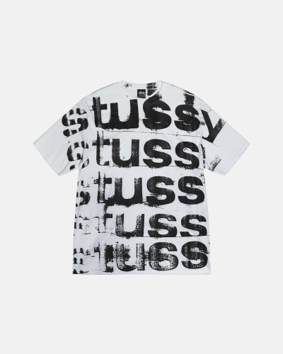 White Stussy Stamp Men's T Shirts | DIQ-765032