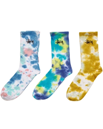 White Stussy Tie Dye (3 Pack) Women's Socks | HOG-751304