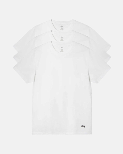 White Stussy Undershirt - 3 Pack Men's T Shirts | MFH-370289