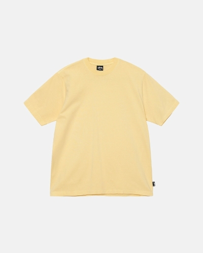 Yellow Stussy Heavyweight Pigment Dyed Crew Men's T Shirts | YMC-102387