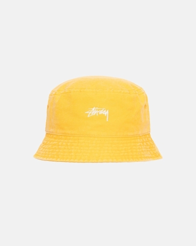 Yellow Stussy Washed Stock Men's Bucket Hats | VRP-268541